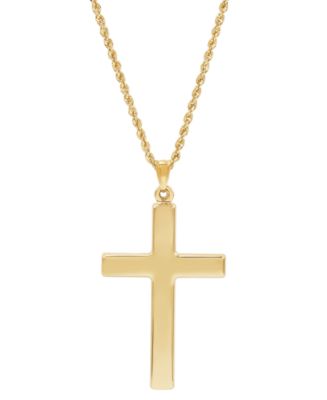 Macy's Polished Cross Pendant Necklace in 14k Gold - Macy's