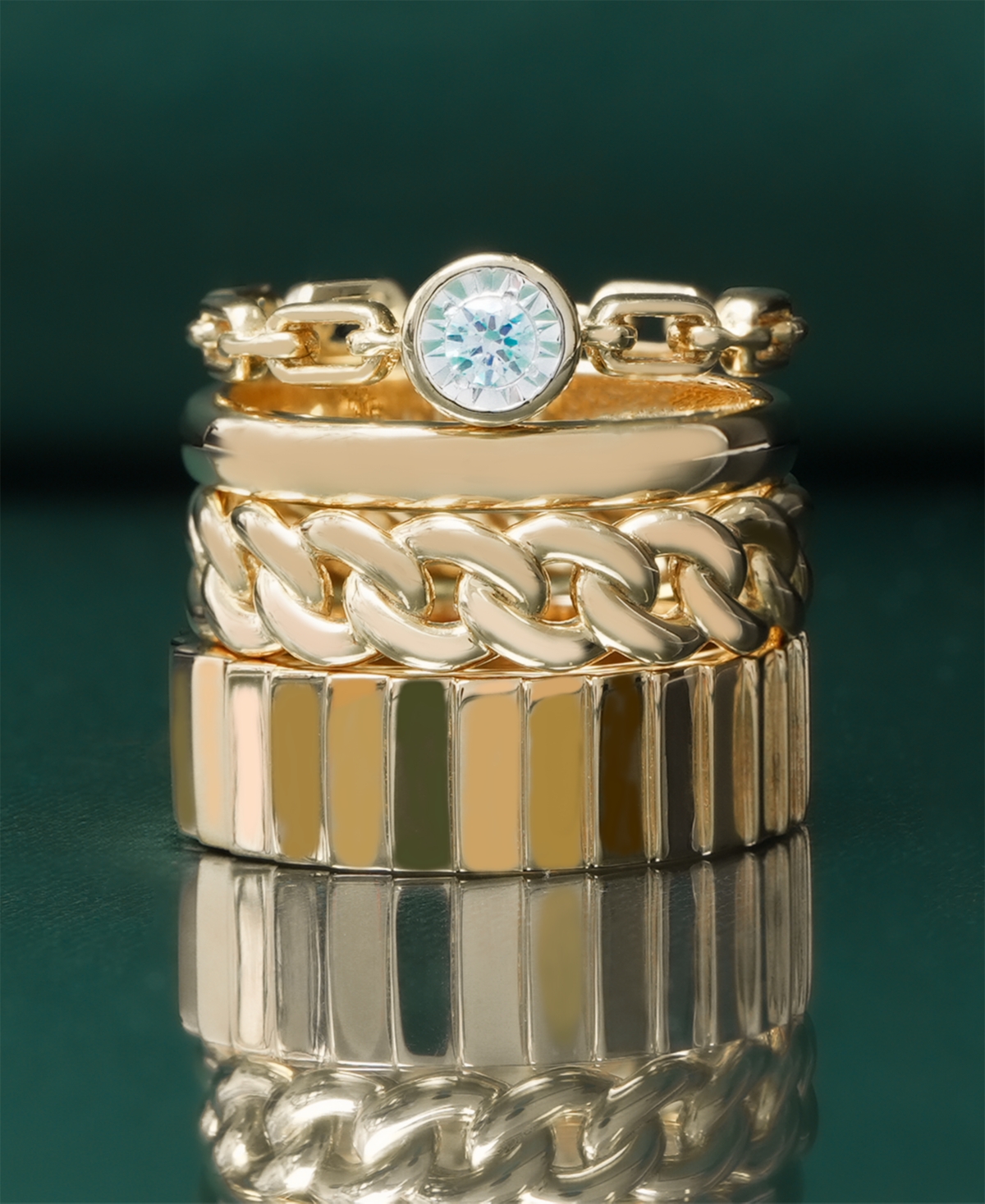 Audrey by Aurate Diamond Chain Link Ring (1/10 ct. t.w.)  Created for Macy's - Gold Vermeil