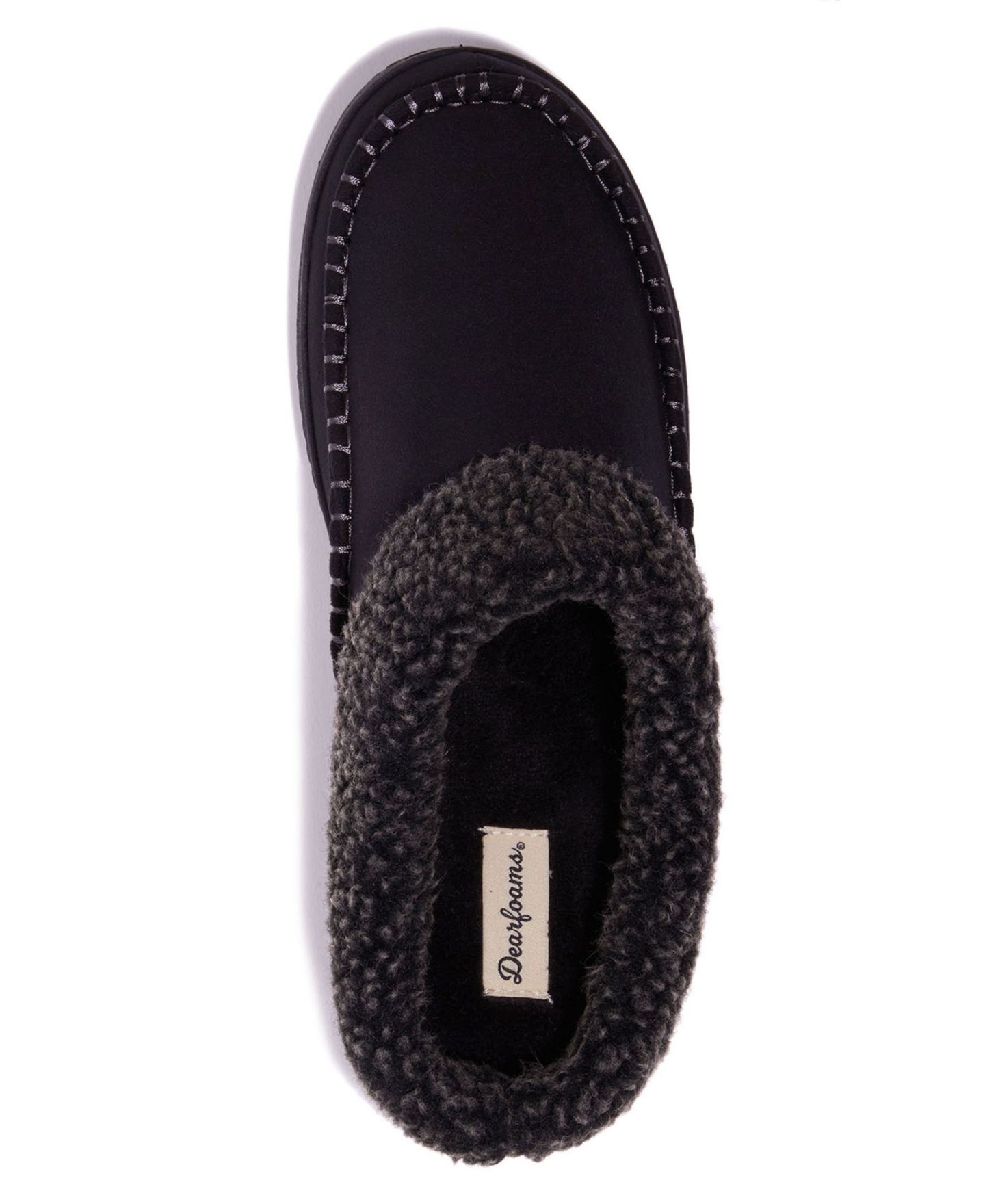 Мужские сабо Dearfoams Marshall Microsuede Moccasin Toe Clog House Shoe Slipper, цвет: Чёрный — фото 11