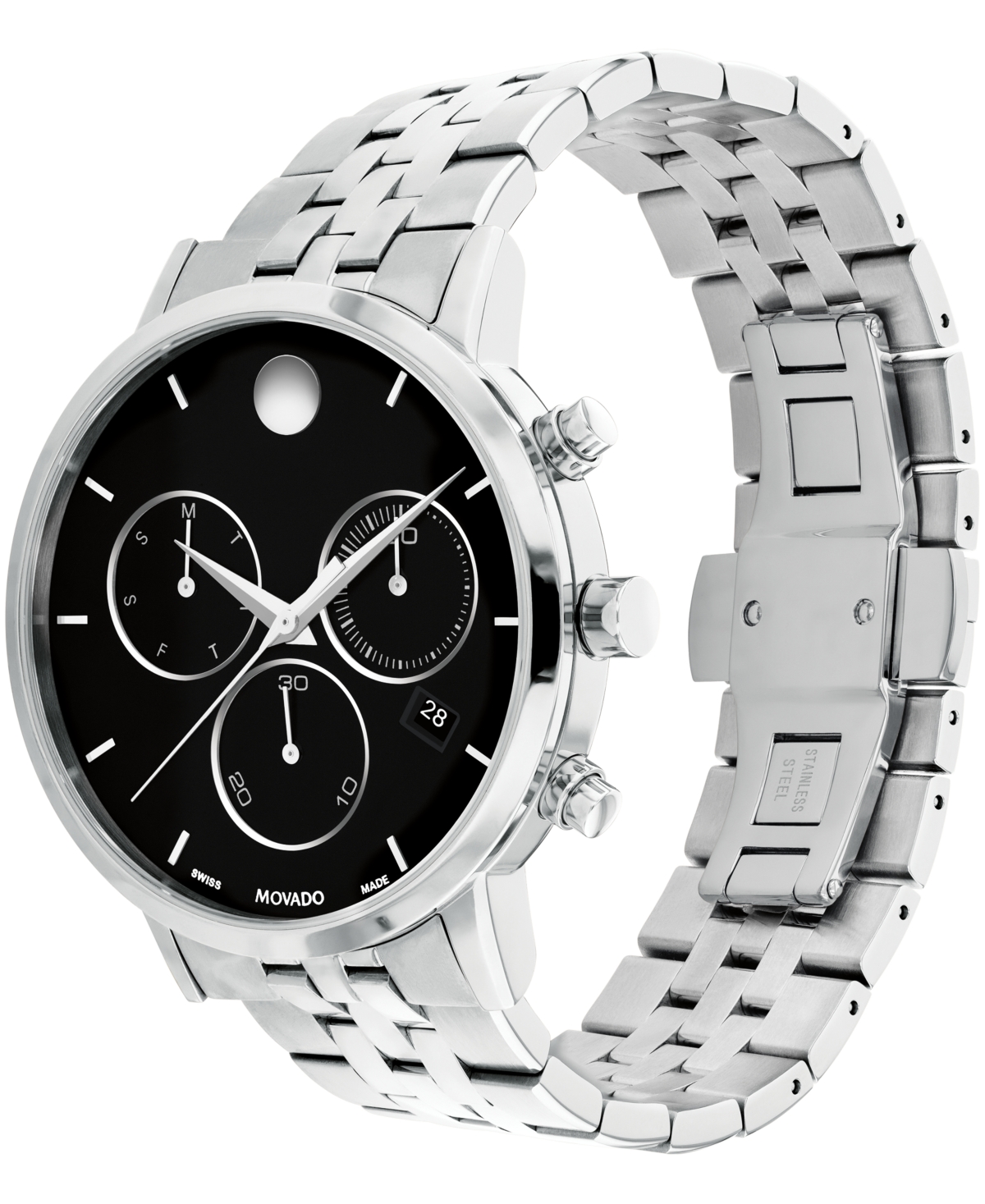 Shop Movado Men's Museum Classic Swiss Quartz Chrono Silver Tone Stainless Steel Watch 42mm In Silver-tone