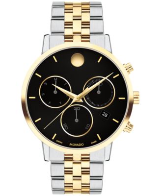 Movado Men s Museum Classic Swiss Quartz Chrono Two Tone Stainless Steel and Light Yellow PVD Watch 42mm Macy s