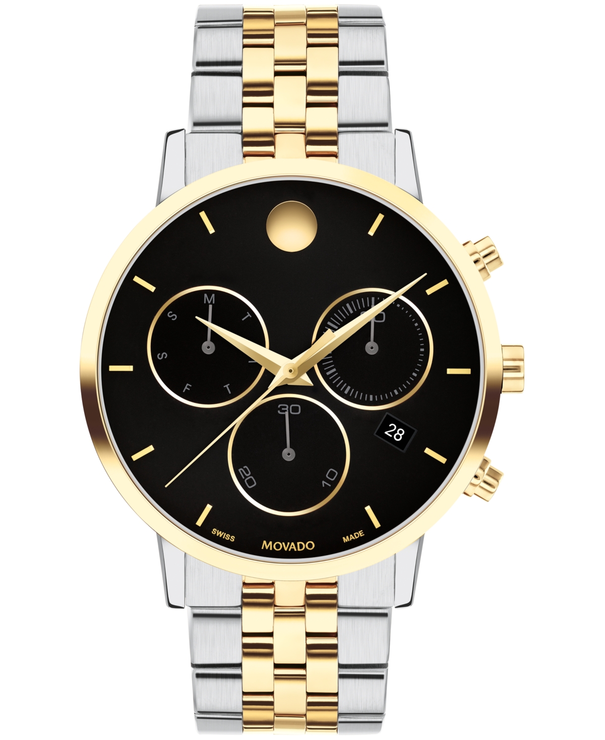 Movado Men's Museum Classic Swiss Quartz Chrono Two Tone Stainless Steel And Light Yellow Pvd Watch 42mm In Two-tone