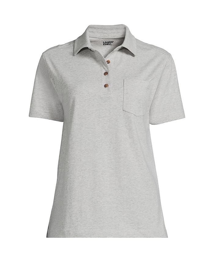 Lands' End Plus Size Short Sleeve Super T Polo Shirt Macy's