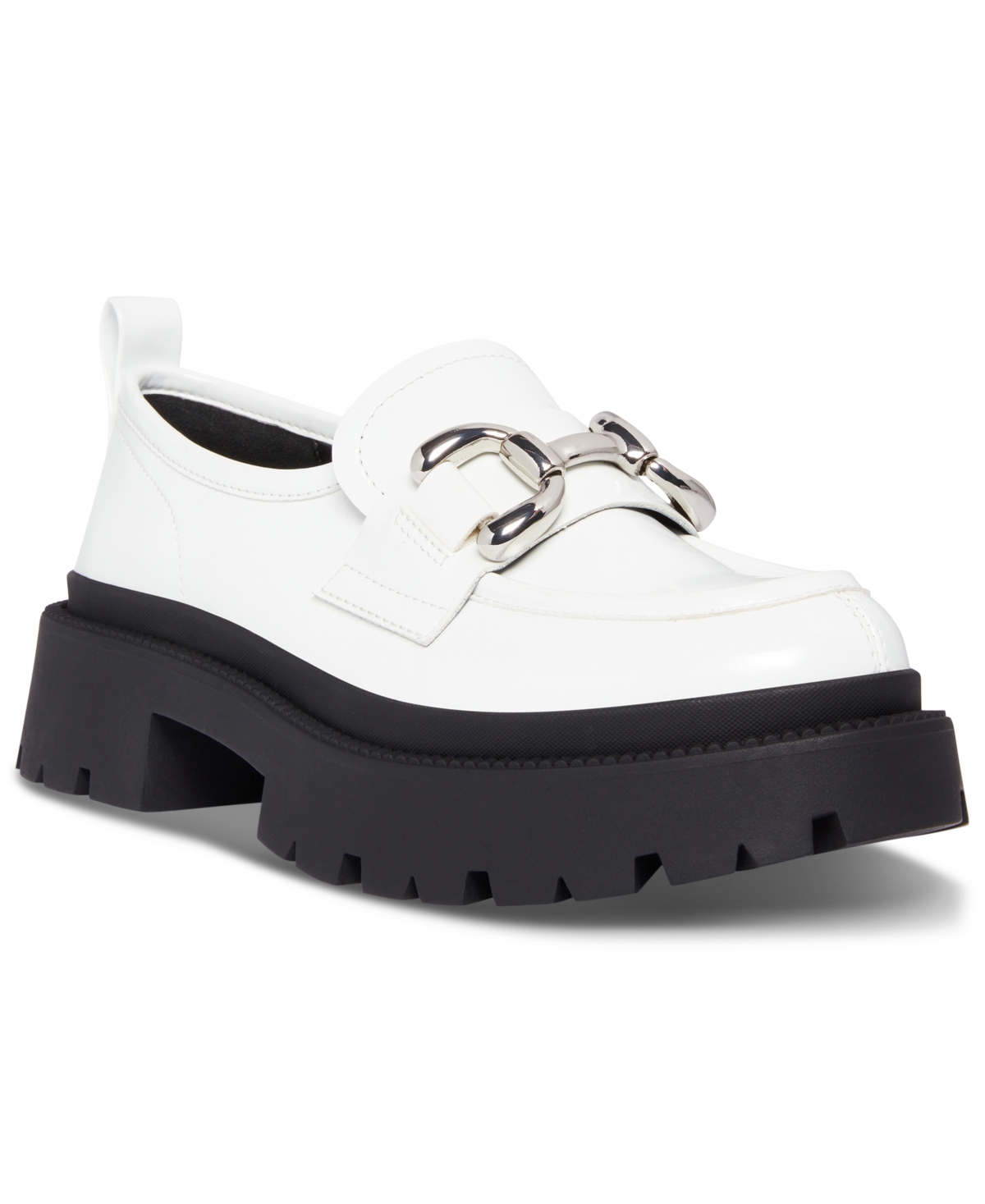 Madden Girl Ashlee Platform Lug-sole Bit Loafers In White Box