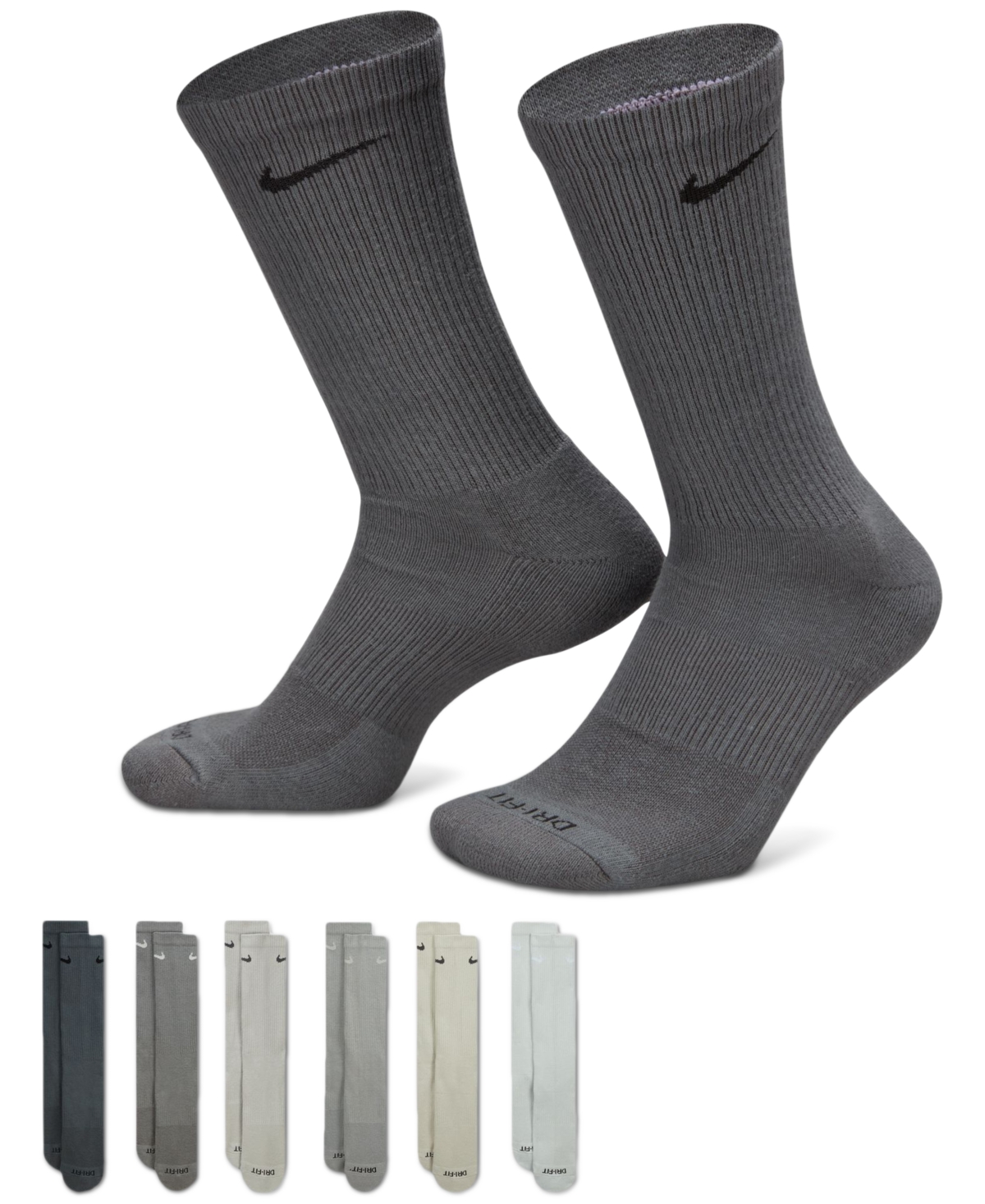 Nike Unisex Everyday Plus Cushioned Training 6-pairs Crew Socks In Multi