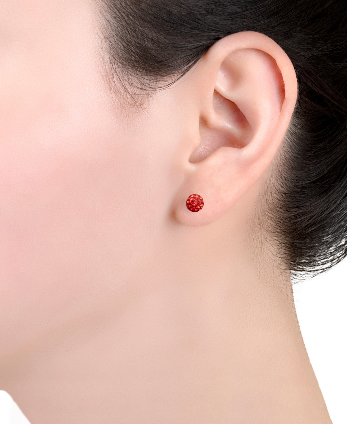 Crystal 6mm Pave Stud Earrings in Sterling Silver. Available in Clear, Blue or- RED