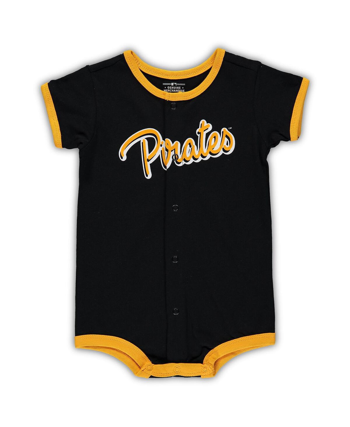OUTERSTUFF INFANT BOYS AND GIRLS BLACK PITTSBURGH PIRATES POWER HITTER ROMPER
