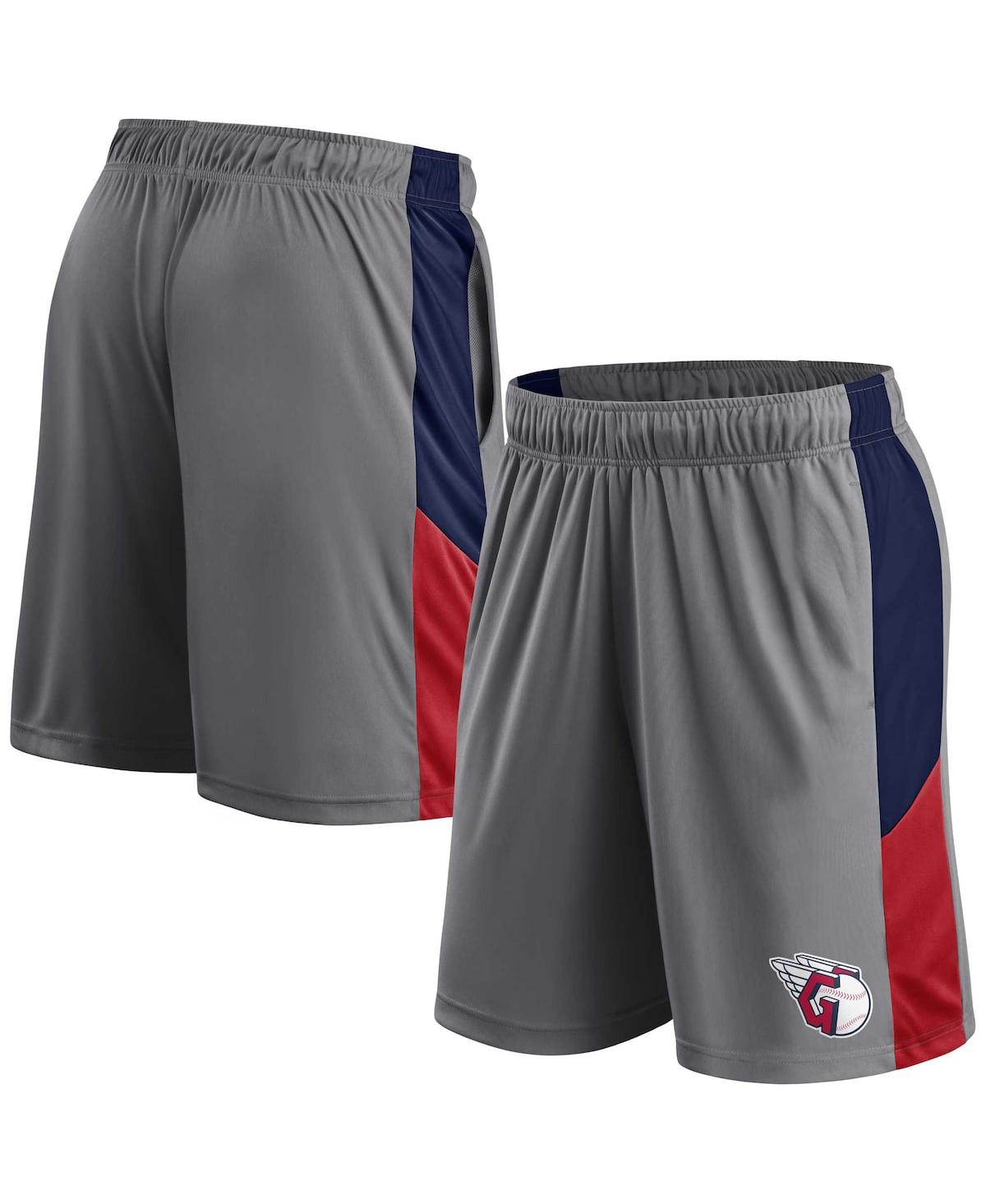 Profile Men's  Gray, Navy Cleveland Guardians Team Shorts In Gray,navy