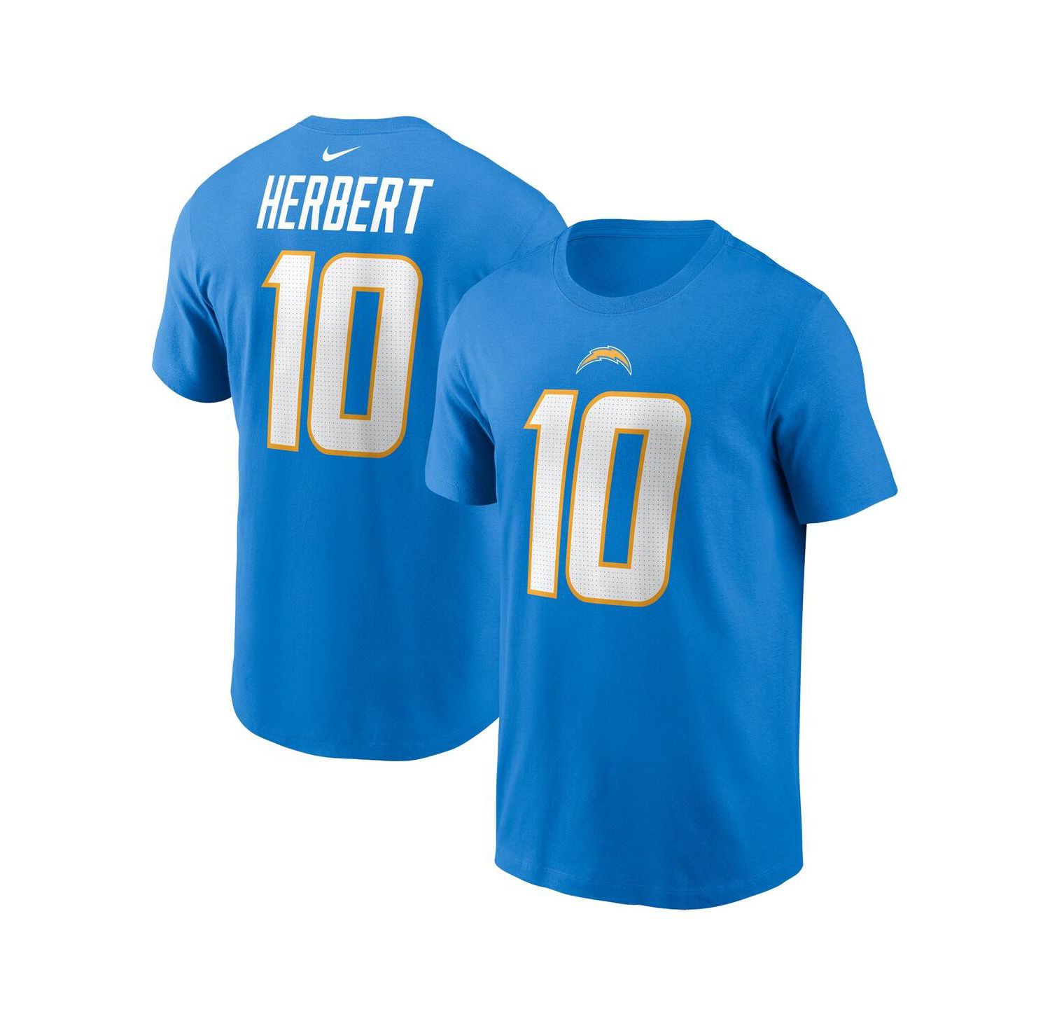 Men's Justin Herbert Powder Blue Los Angeles Chargers Player Name and Number T-shirt