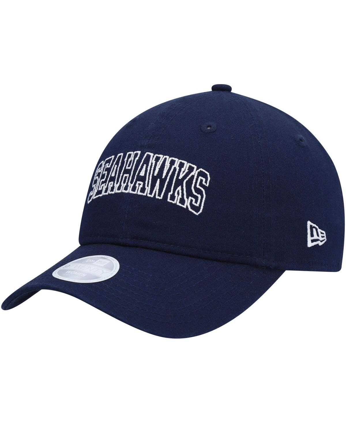 Shop New Era Women's  Navy Seattle Seahawks Collegiate 9twenty Adjustable Hat