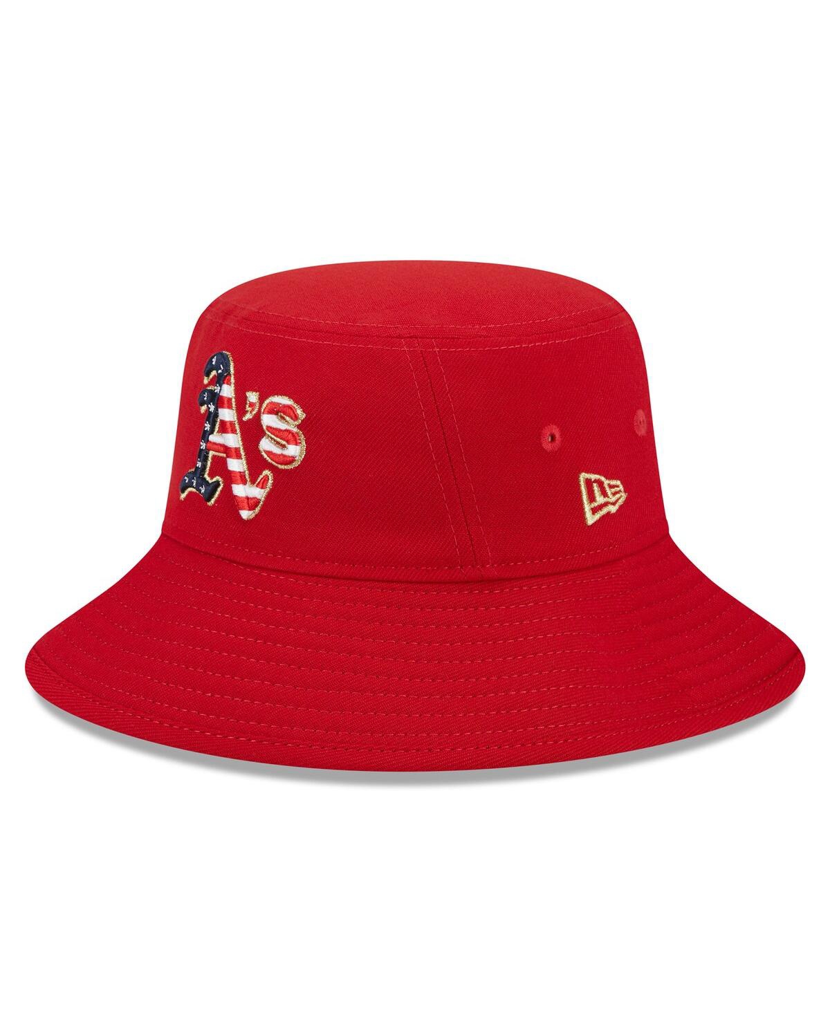 New Era Men's  Red Oakland Athletics 2023 Fourth Of July Bucket Hat