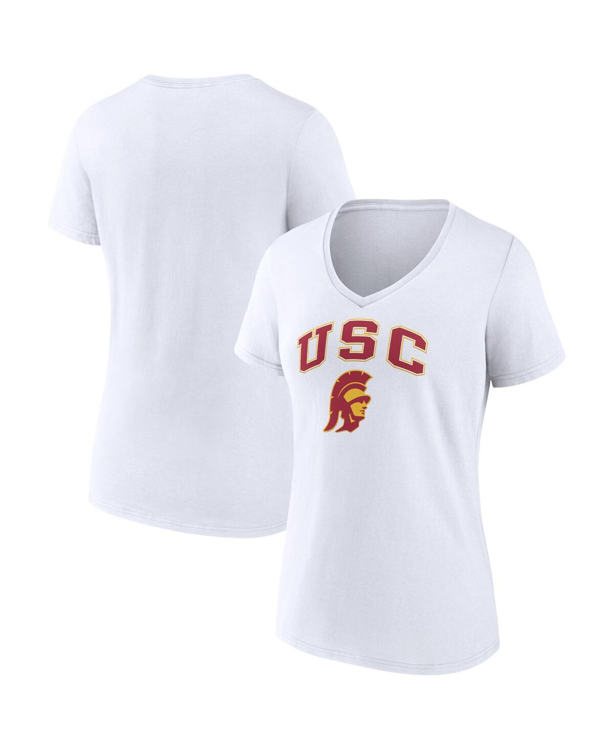 Fanatics Women's  White Usc Trojans Evergreen Campus V-neck T-shirt
