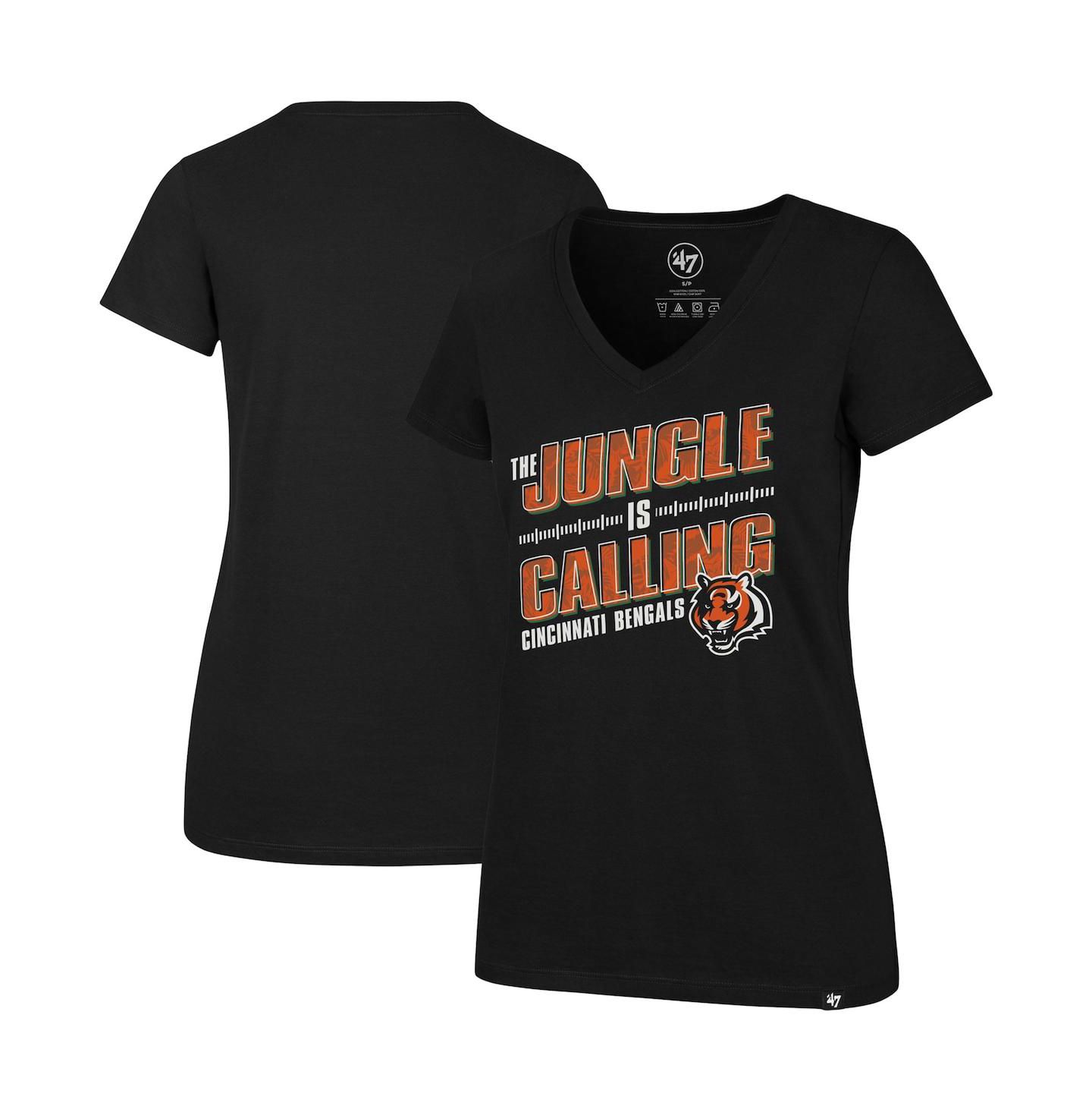 Женская футболка '47 Brand Black Cincinnati Bengals Team Regional Ultra Rival V-Neck — фото 1