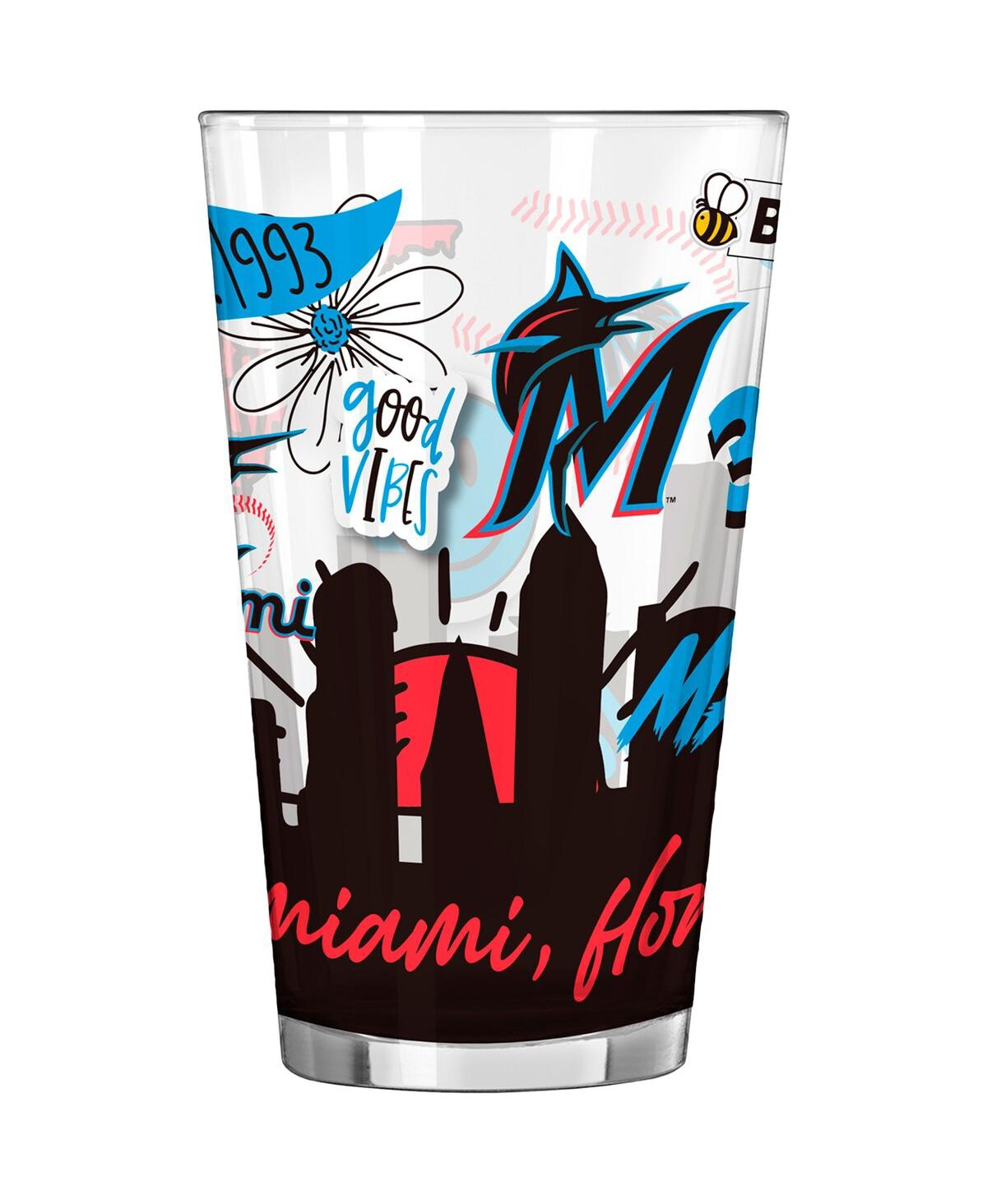 Logo Brands Miami Marlins 16 oz Native Pint Glass In Multi