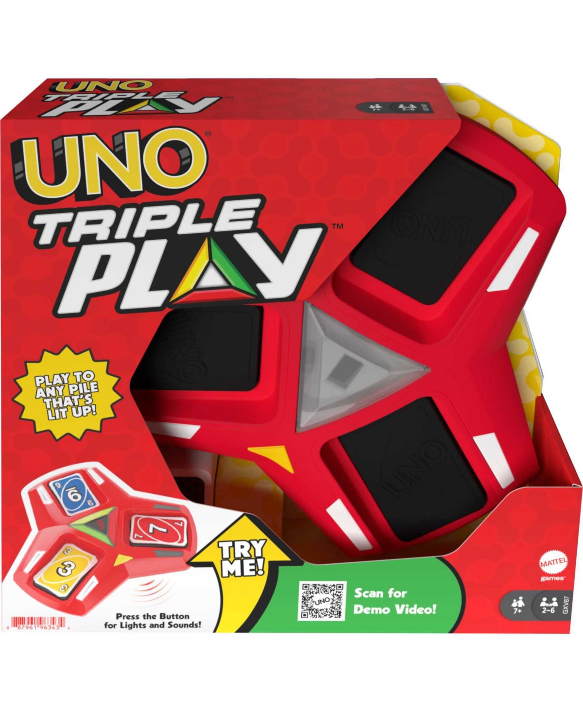Mattel Uno Triple Play Card Game, Game For Family Night, Lights And Sounds In Multi