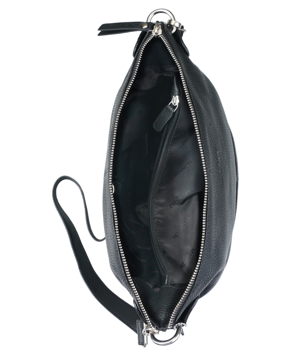 Mancini Pebbled Collection Susan Leather Crossbody Hobo Bag