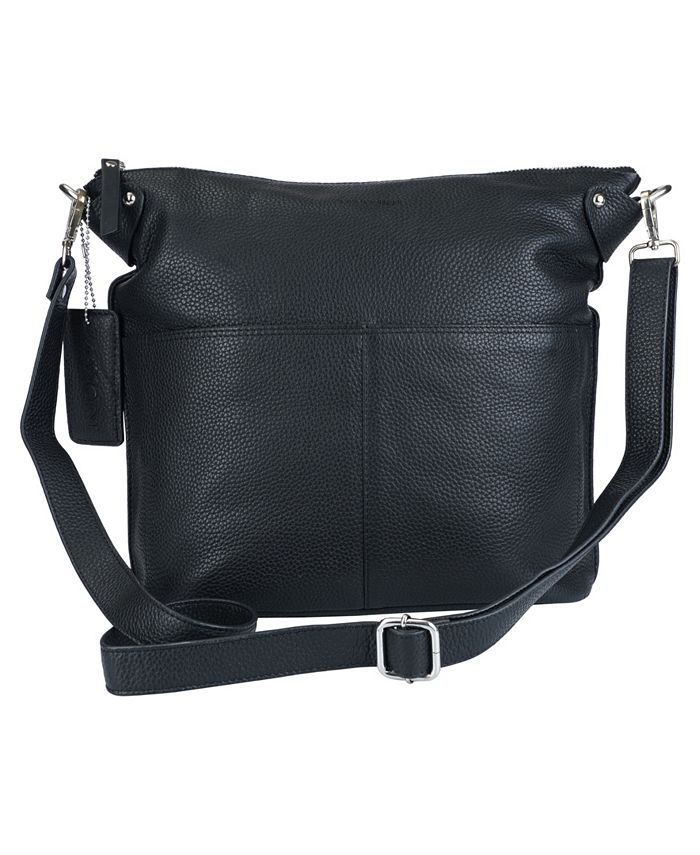 Mancini Pebbled Collection Susan Leather Crossbody Hobo Bag - Macy's