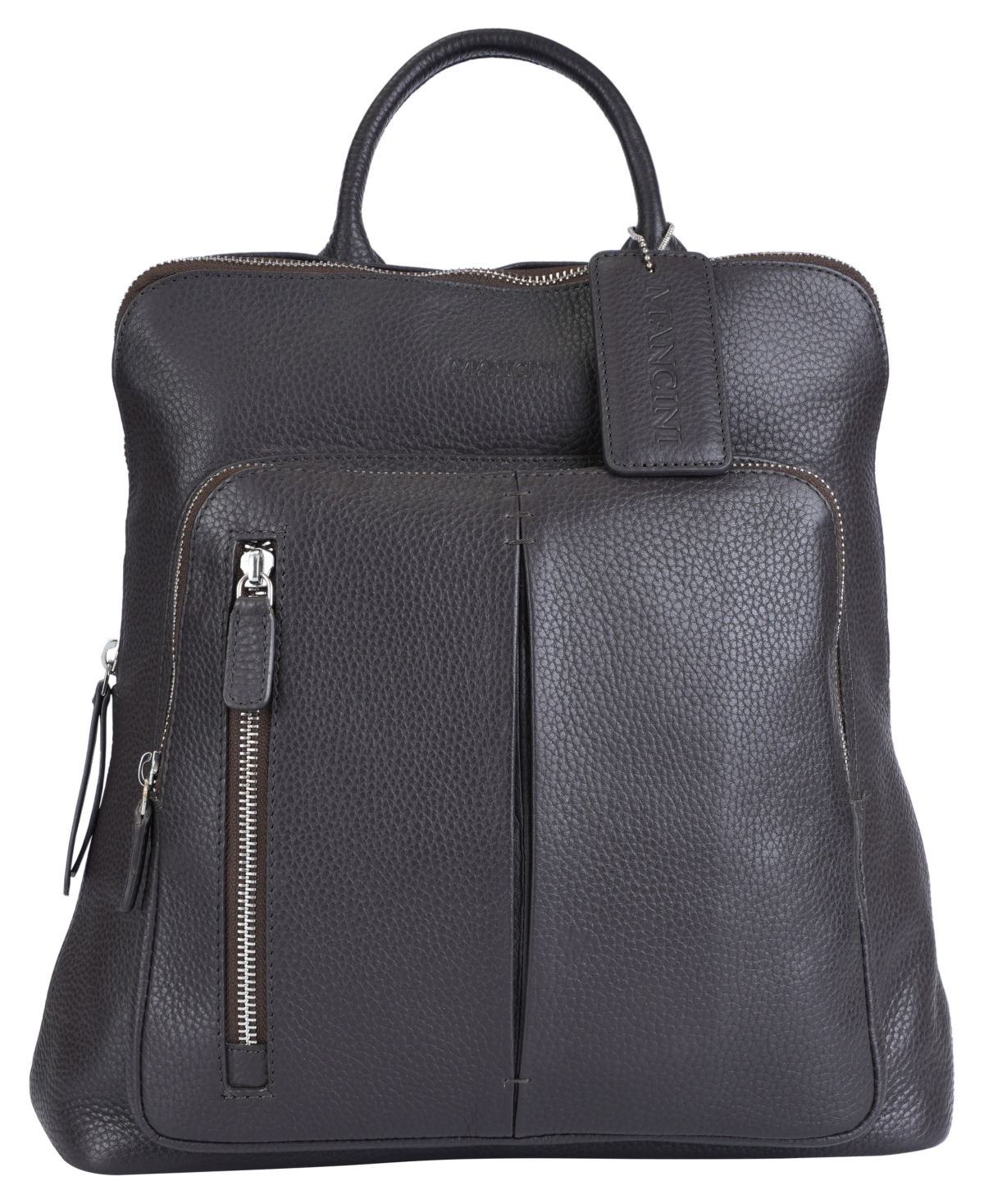Mancini Pebbled Collection Brigette Leather Backpack In Brown