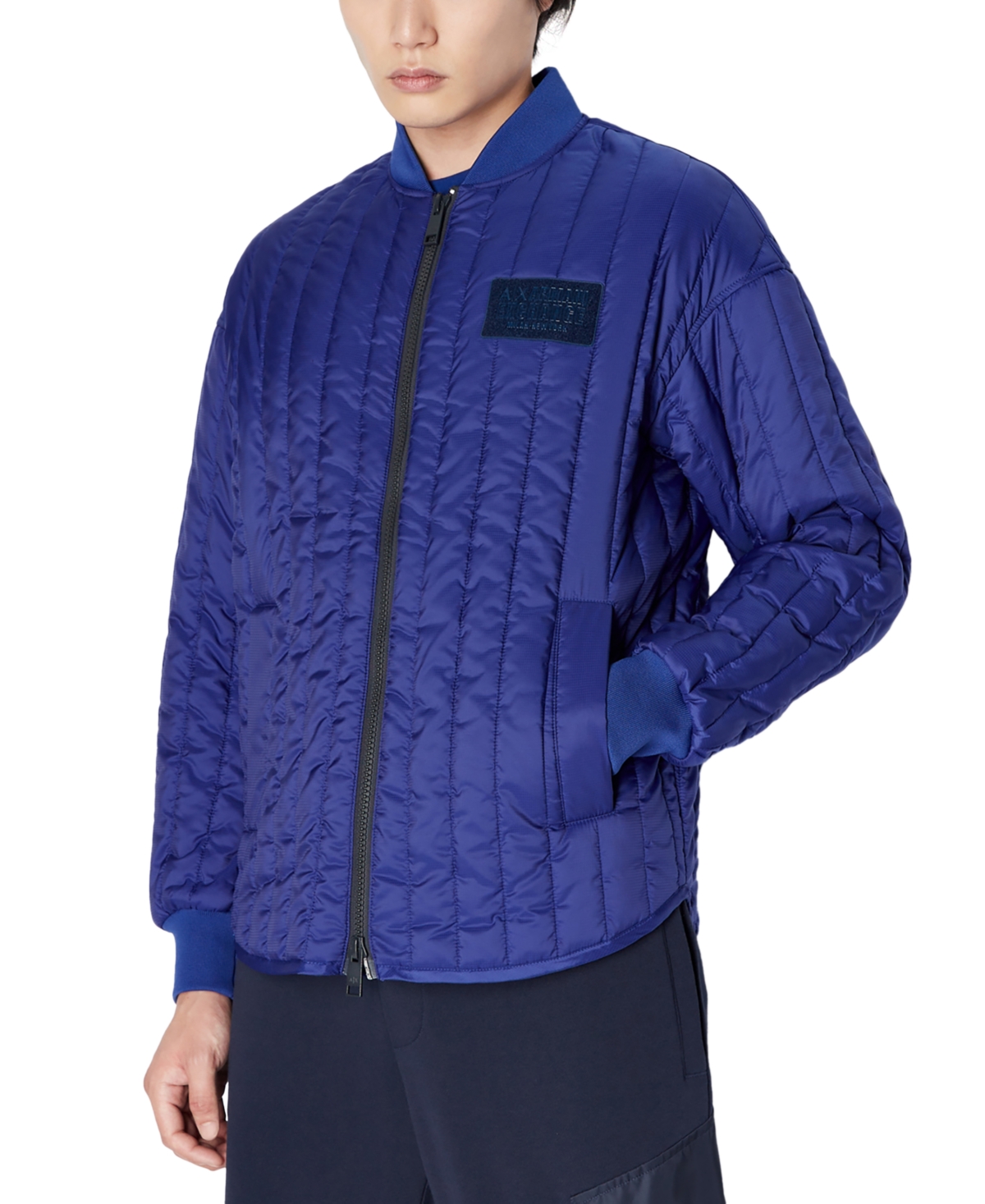 A X Armani Exchange Men's Quilted Bomber Jacket In New Ultramarine