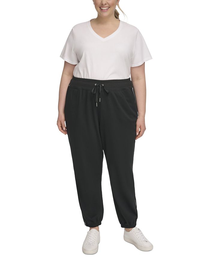 Calvin Klein Plus Size Minimal Logo Tape Drawstring Sweatpants - Macy\'s