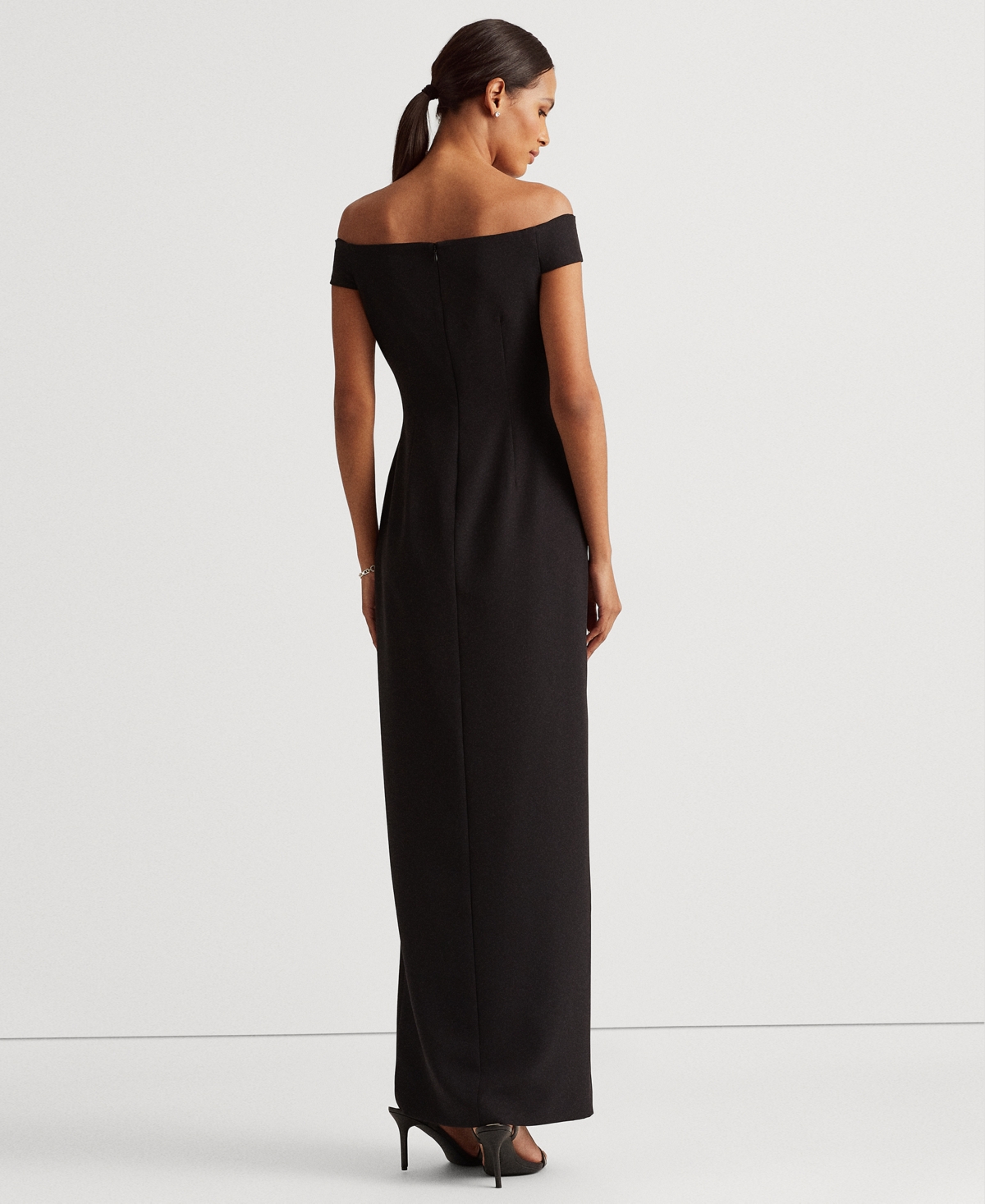 Shop Lauren Ralph Lauren Women's Off-the-shoulder Column Gown In Black