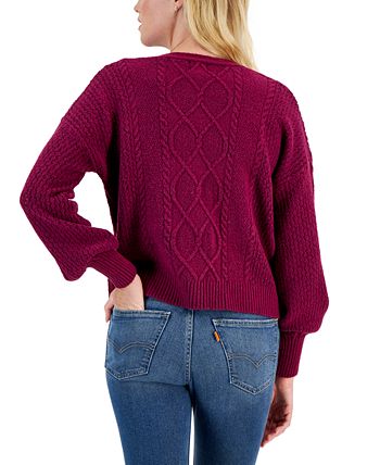 Hippie Rose Juniors\' Cable-Knit Cardigan Sweater - Macy\'s