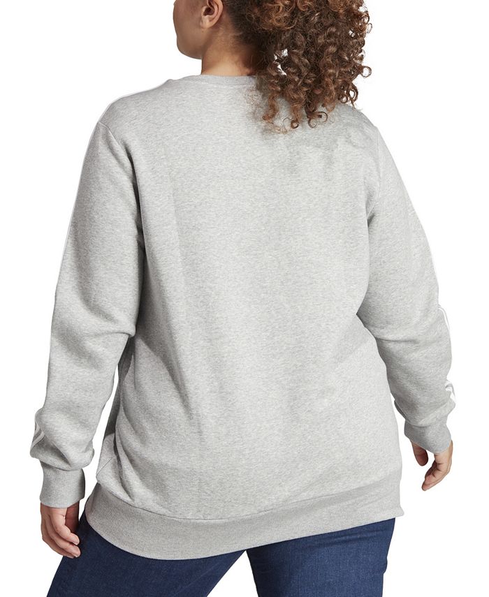 adidas Plus Size 3-Stripes Crewneck Fleece Sweatshirt - Macy's