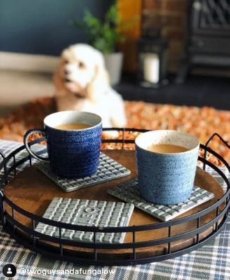 Studio Blue Ridged Mugs, Set of 2