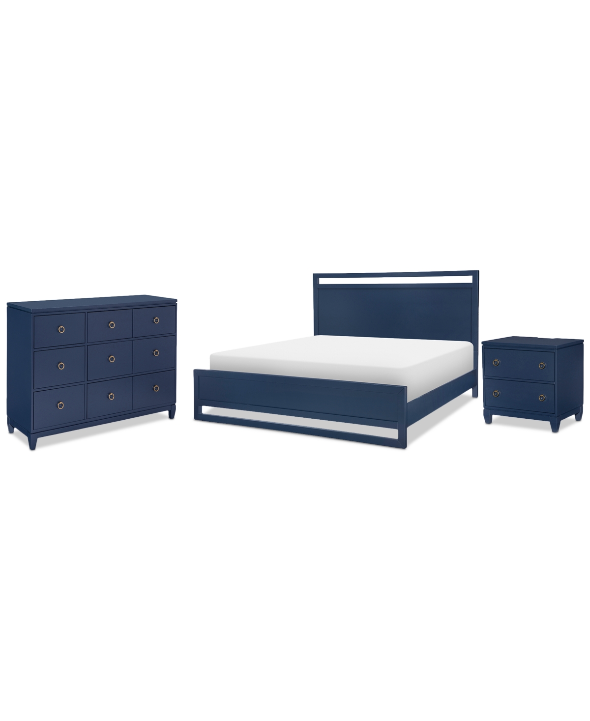 Furniture Summerland 3pc Set (king Panel Bed, Chest, Nightstand) In Blue