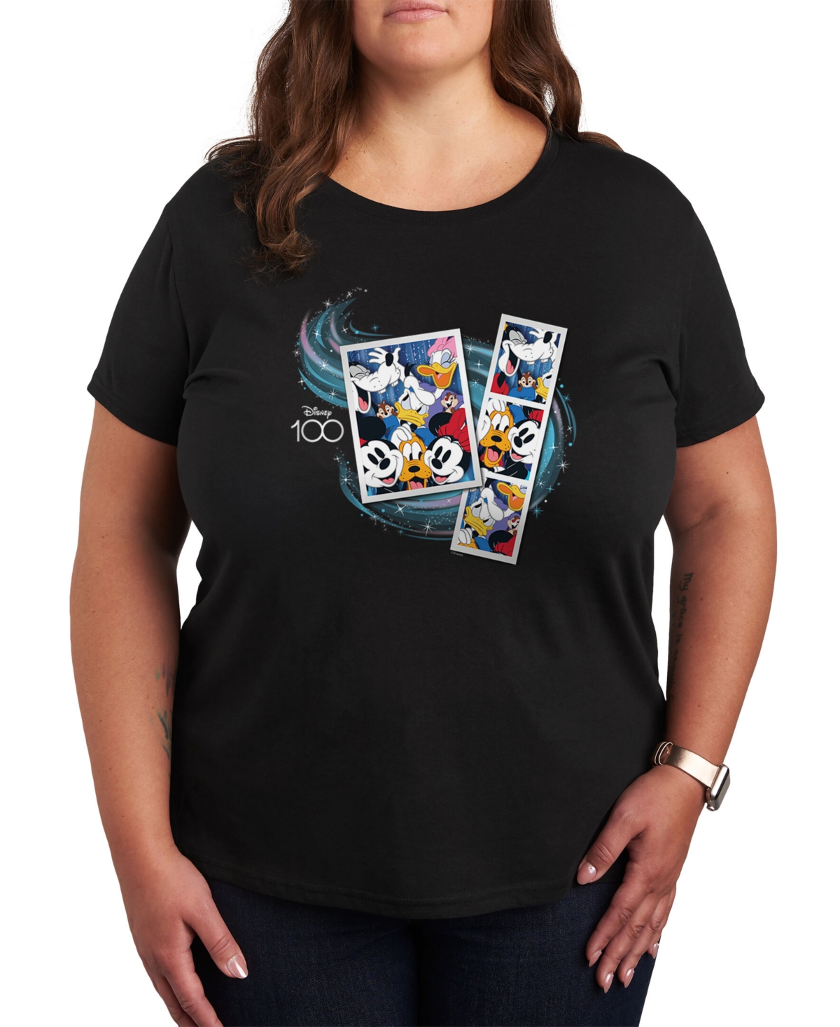 Air Waves Trendy Plus Size Disney Mickey & Friends Graphic T-shirt In Black