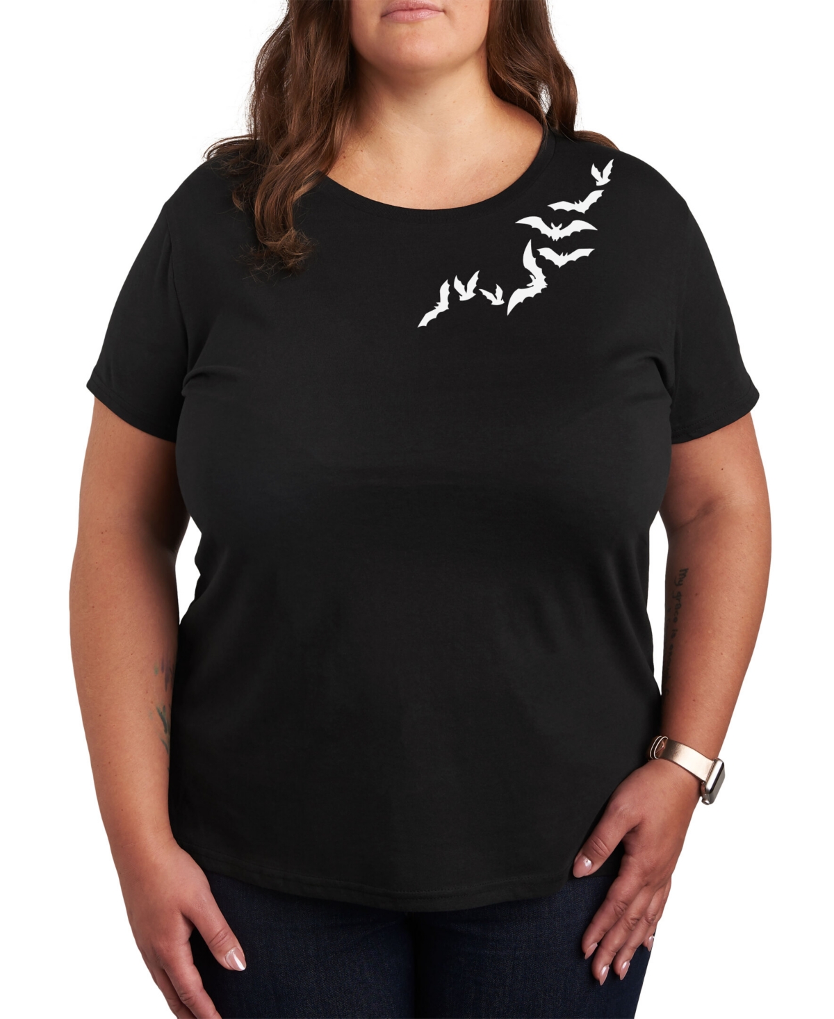 Air Waves Trendy Plus Size Halloween Graphic T-shirt In Black
