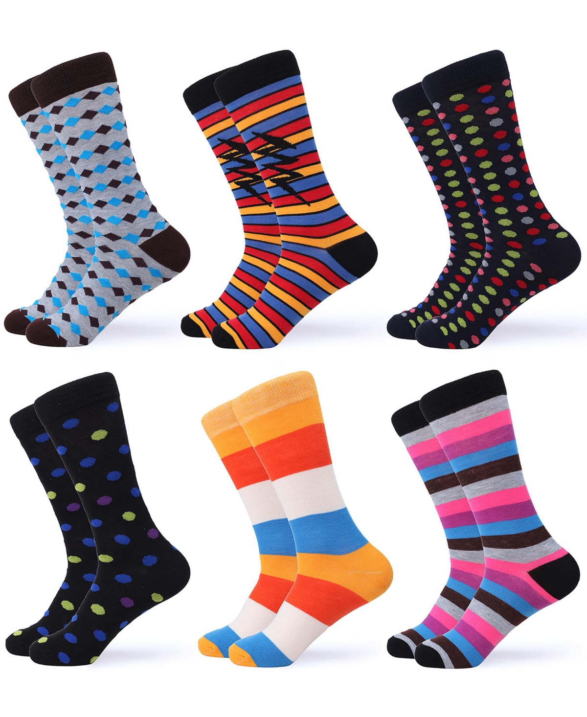 Men's Classy Colorful Dress Socks 6 Pack - Classy colors