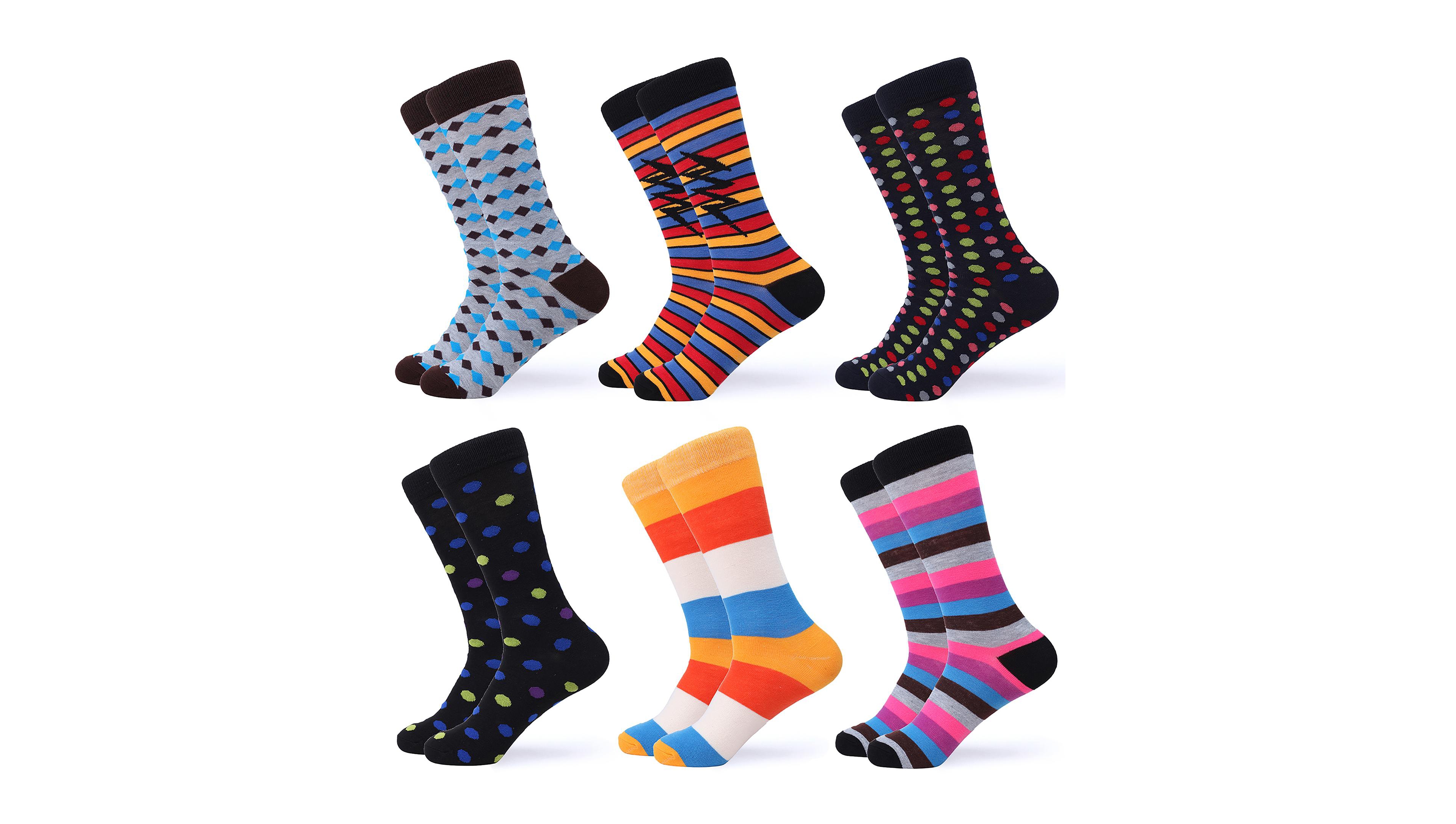 Men's Funky Colorful Dress Socks 6 Pack