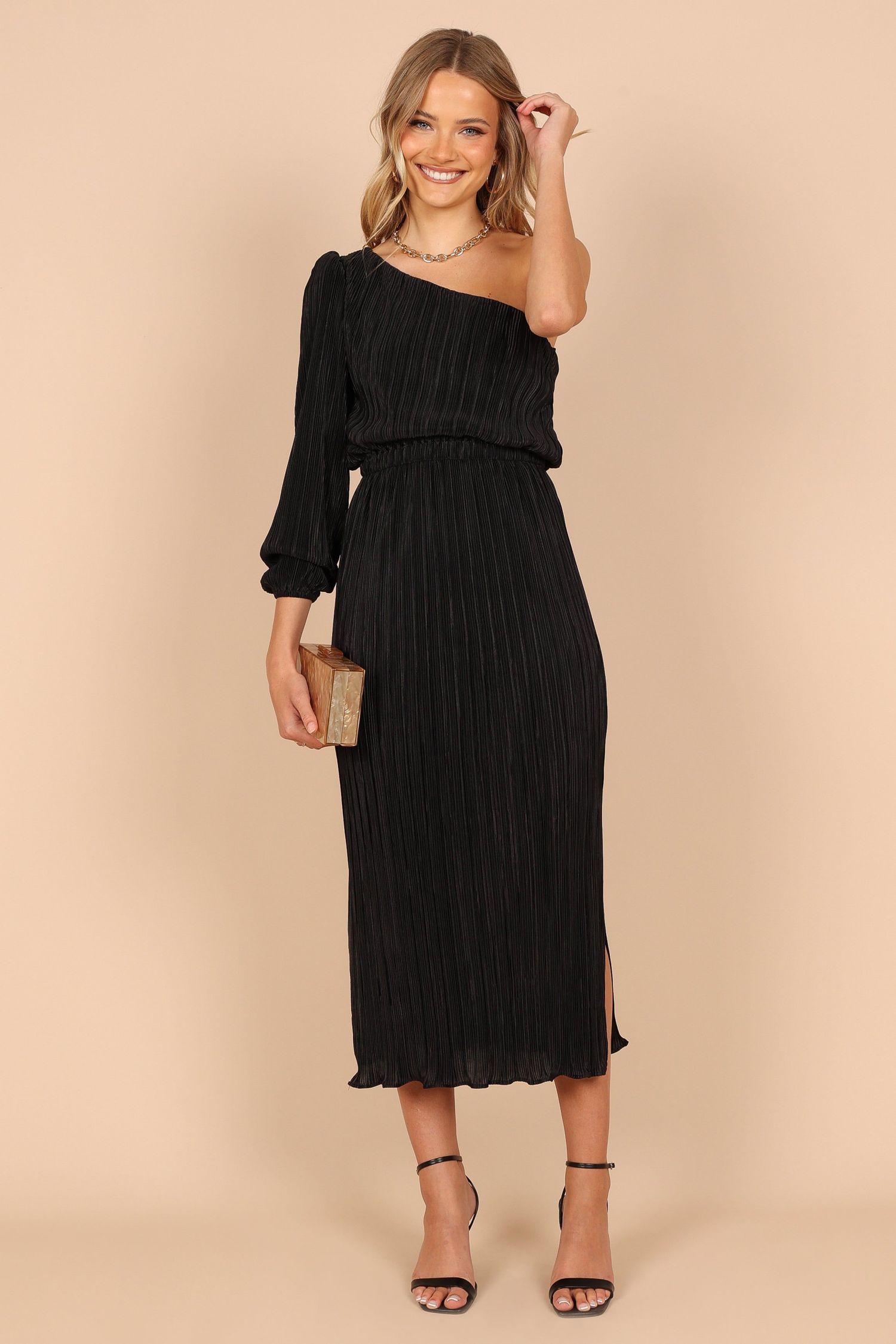 Women's Pontee One Shoulder Pleated Midi Dress