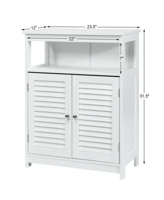 Bathroom Wood Storage Cabinet w/ Double Shutter Door