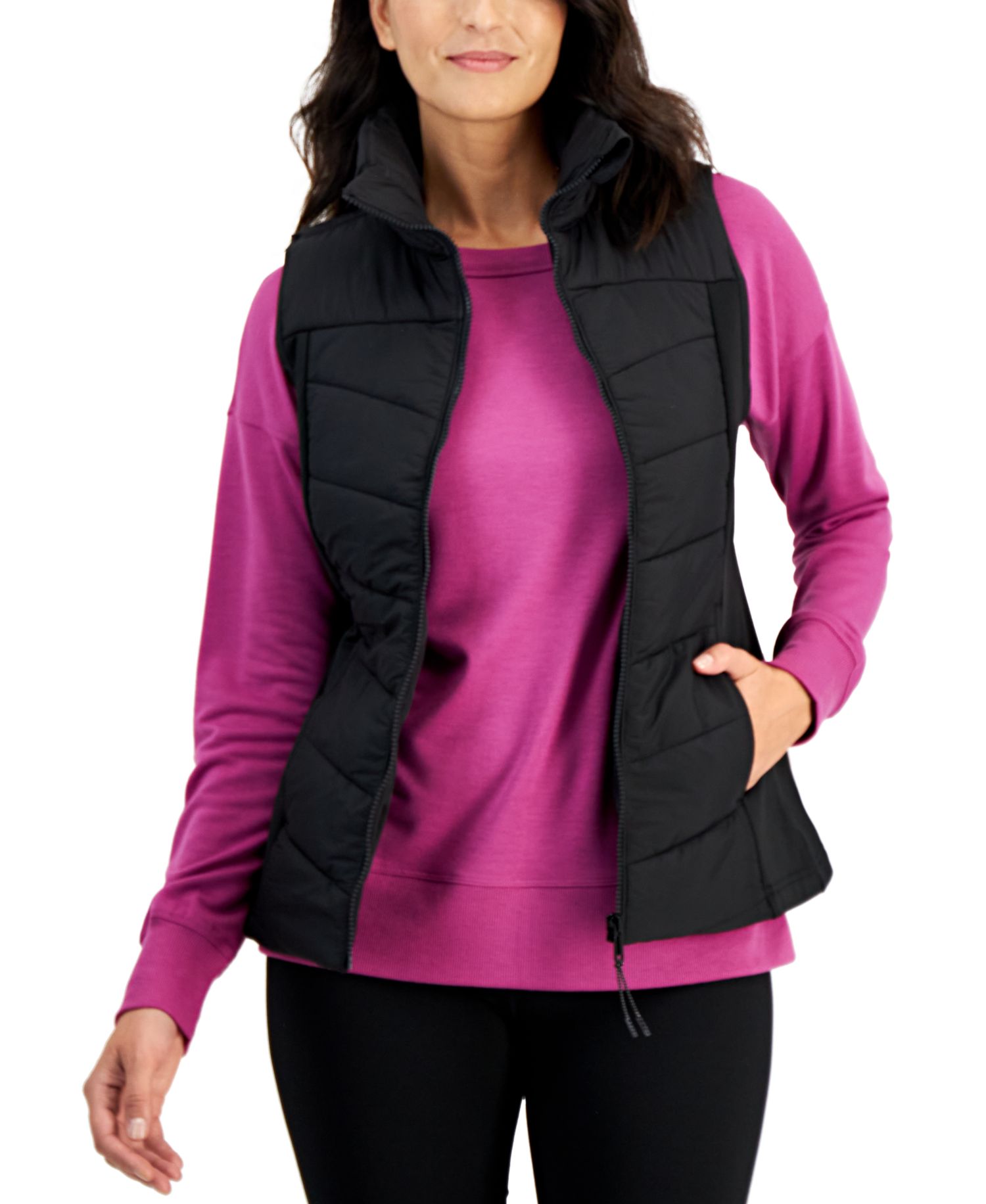 Women's Sleeveless Zip-Front Puffer Vest