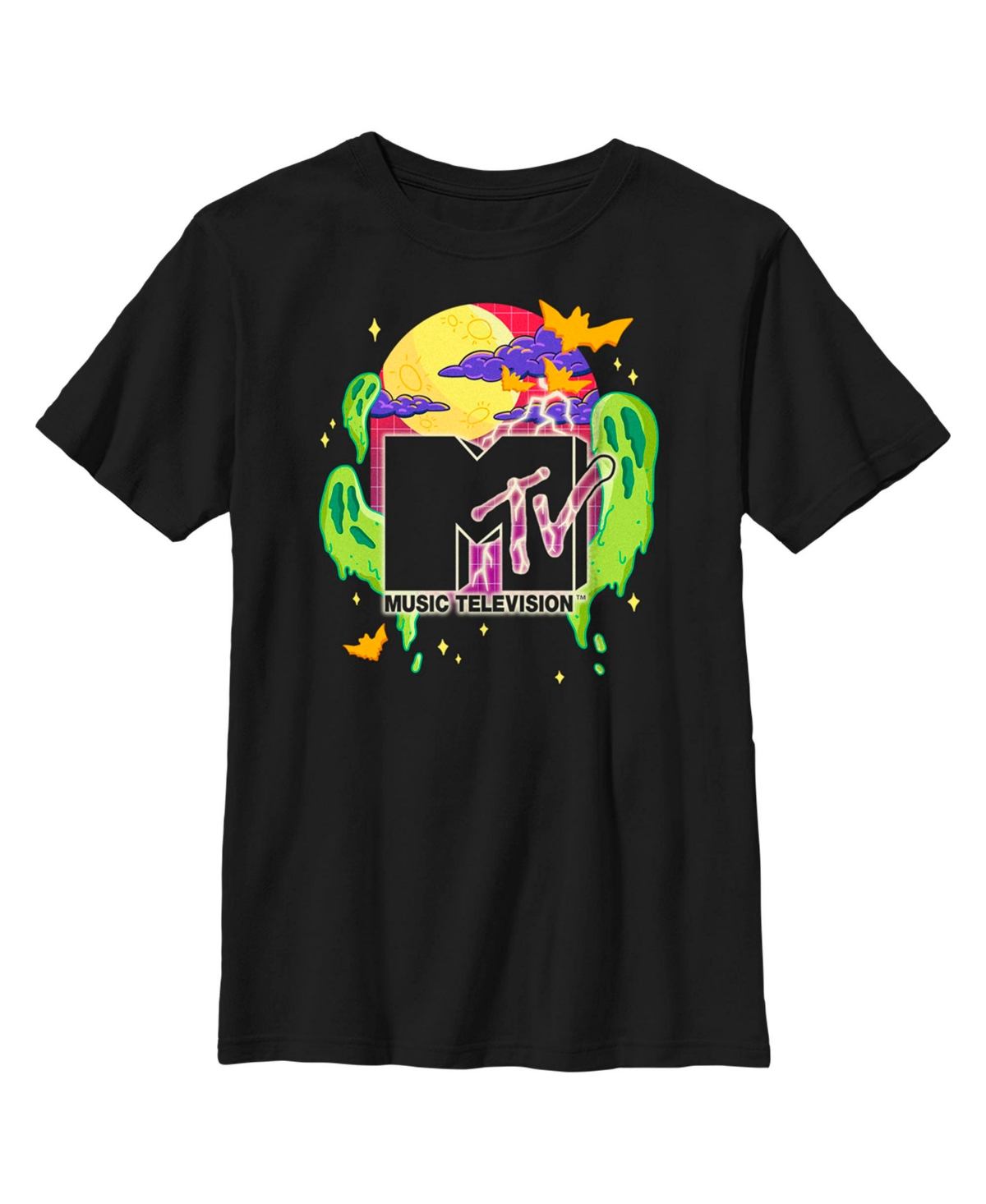 Paramount Pictures Kids' Boy's Mtv Colorful Halloween Logo Child T-shirt In Black