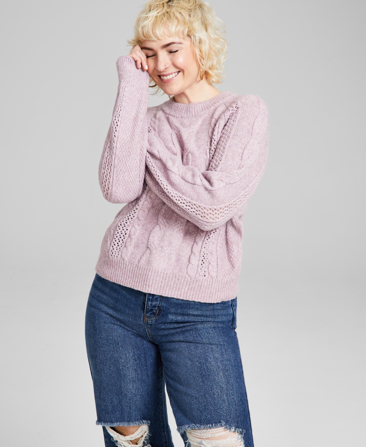 AND NOW THIS WOMEN'S CABLE-KNIT RAGLAN-SLEEVE SWEATER, CREATED FOR MACY'S