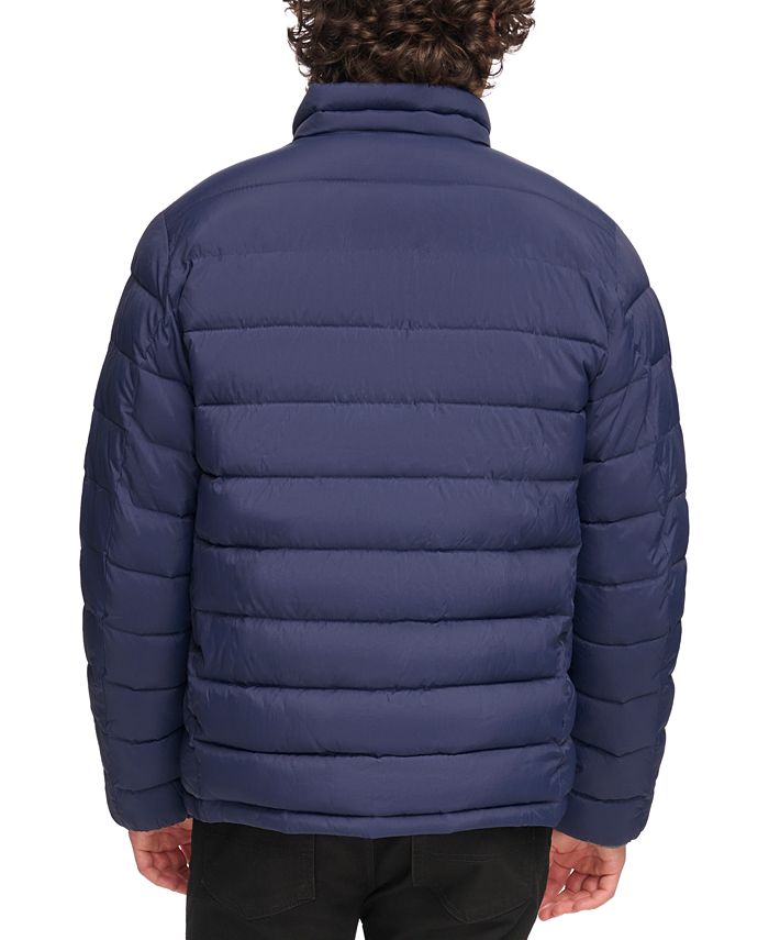 Anna-Kaci Men's Quilted Puffer Jacket with Stand Collar Snap Front and Ribbed Hem