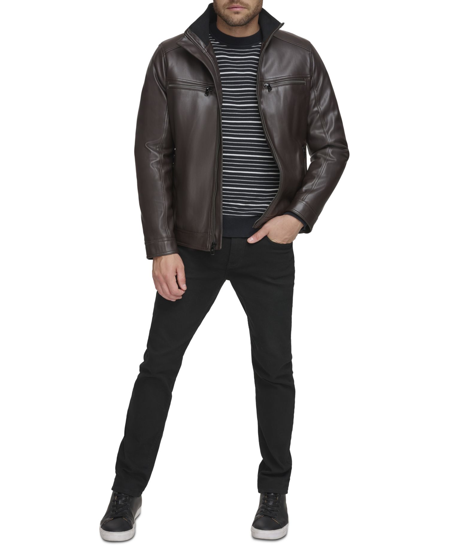 Men's Faux Leather Moto Jacket