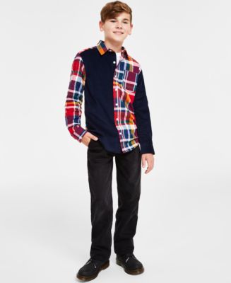 Tommy Hilfiger Big Boys Long Sleeve Plaid Cord Shirt - Macy's