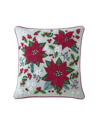 ID HOME FASHIONS - 3 Poinsettia Applique Holiday Decorative pillow