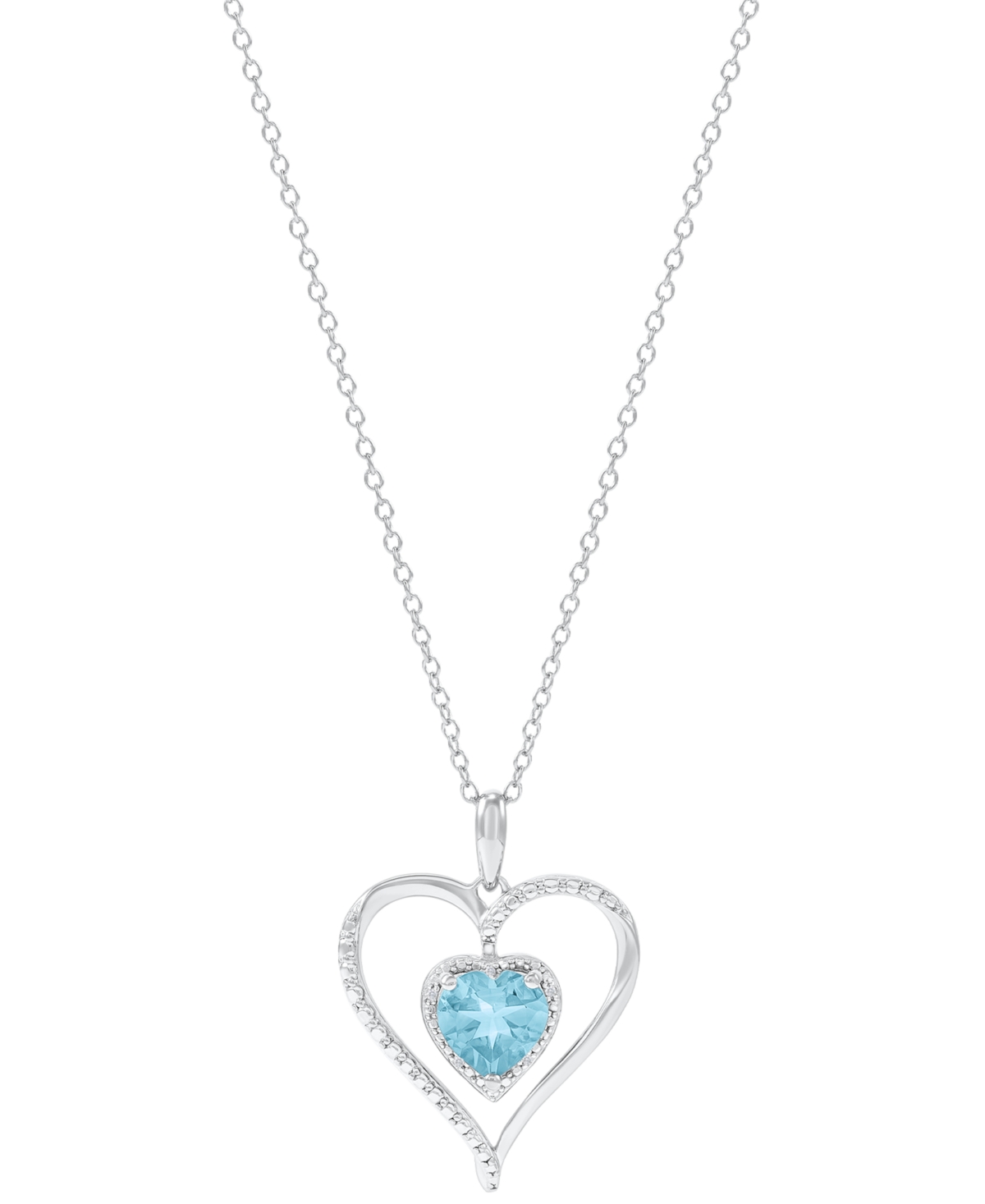 Birthstone gemstone & diamond accent heart pendant hot sale necklace in sterling silver