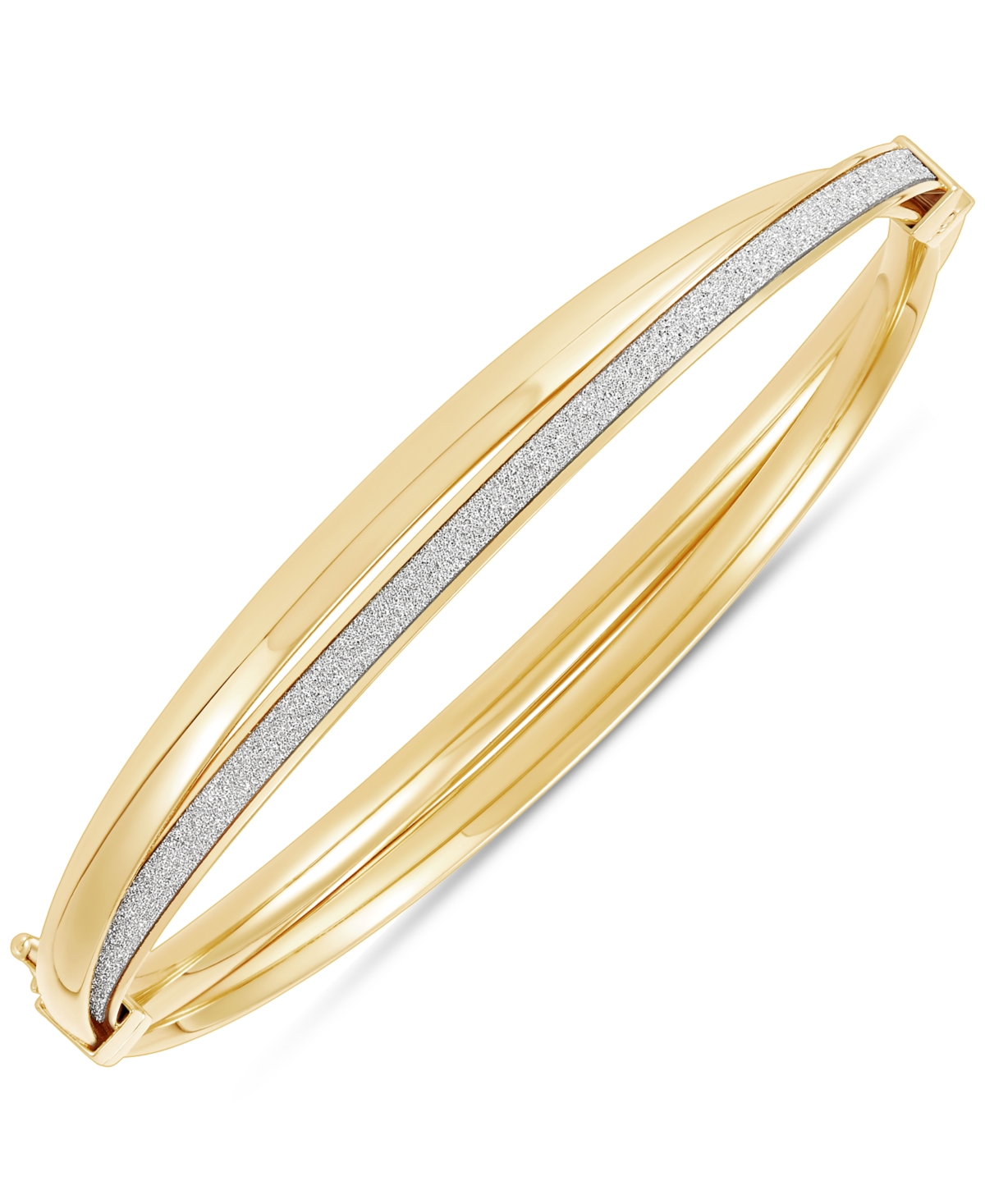 Glitter Crossover Bangle Bracelet in 10k Gold - Gold