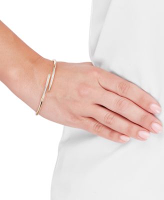 Glitter Polished Bypass Bangle Bracelet in 10k Gold