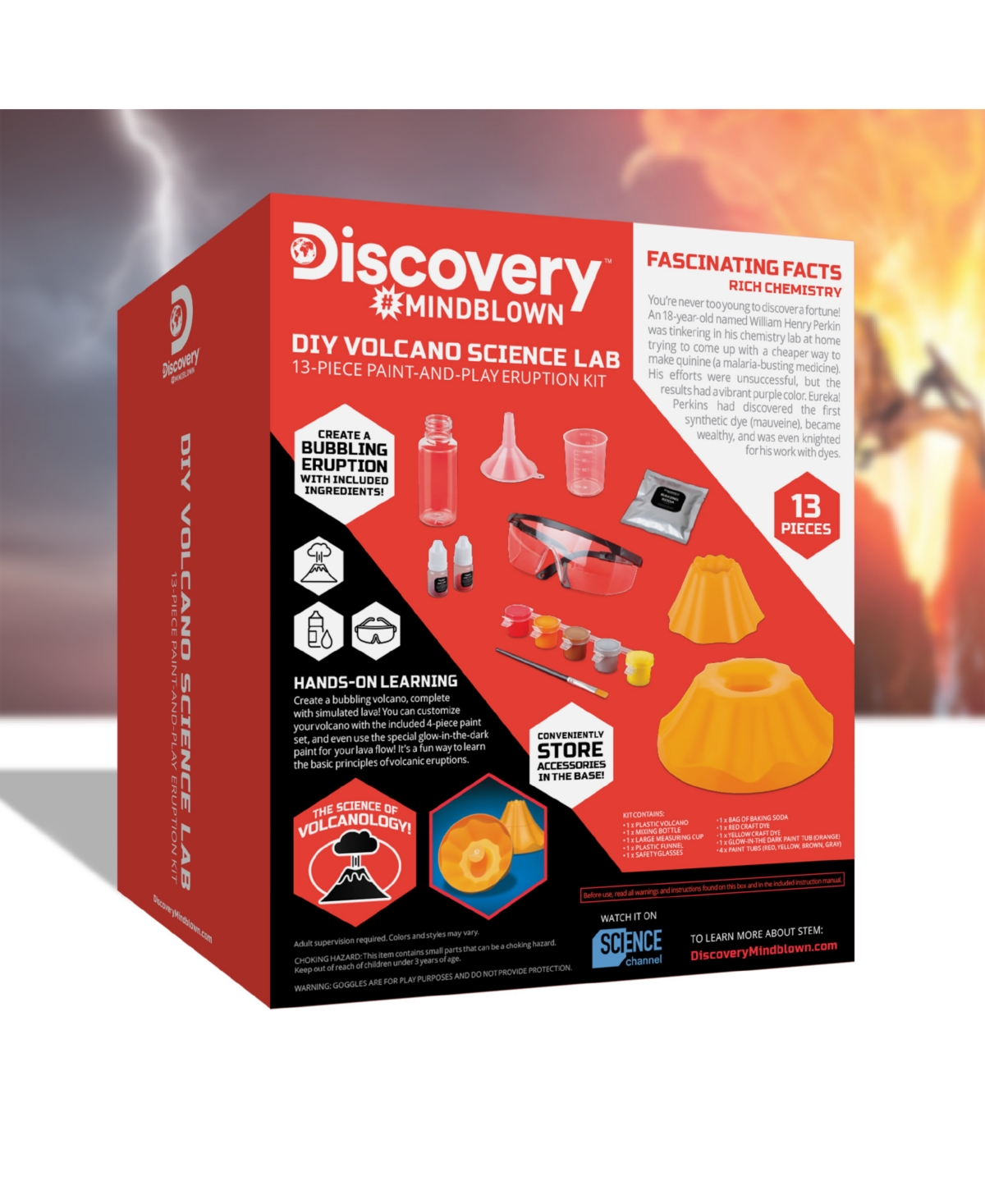 Discovery Mindblown Do-it-yourself Volcano Science Lab, 12 Piece Paint And Play Eruption Kit In Orange