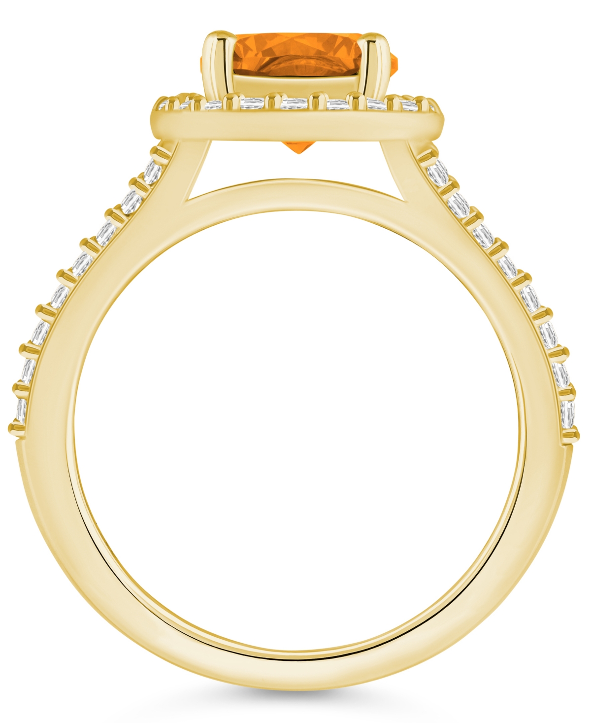 Macy's(1-3/4 ct. t.w.) and Diamond (1/2 ct. t.w.) Halo Ring in 14K Yellow Gold - Citrine