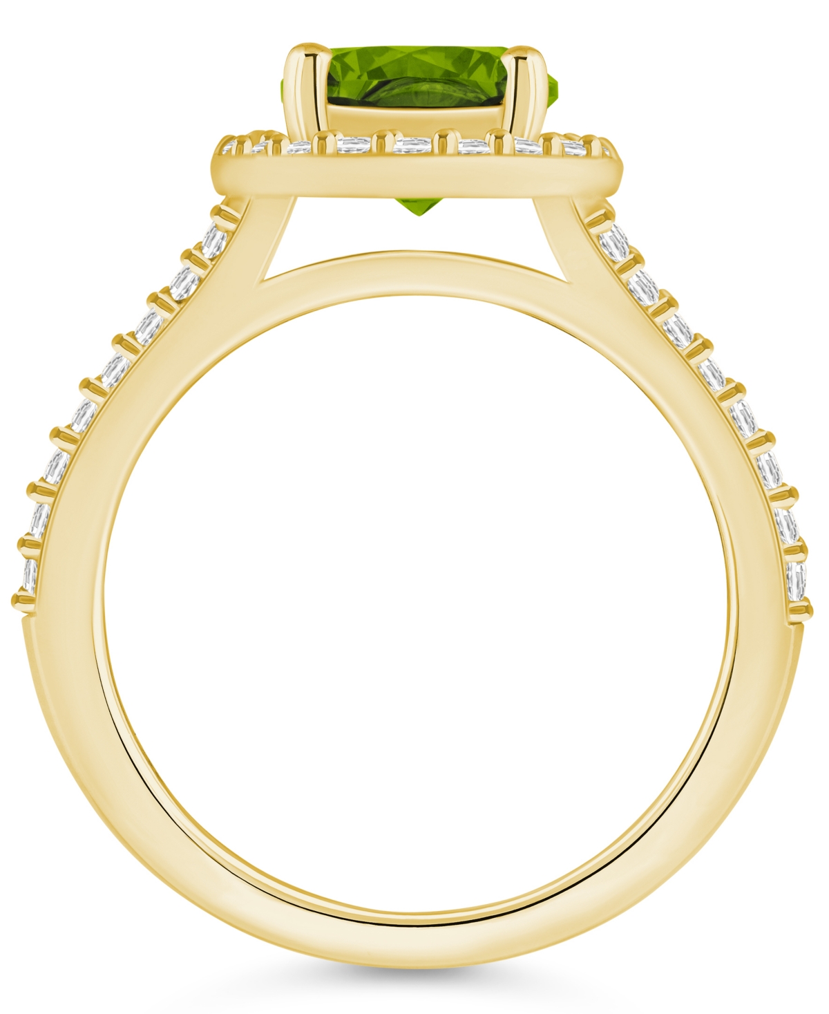 Macy's(2 ct. t.w.) and Diamond (1/2 ct. t.w.) Halo Ring in 14K Yellow Gold - Peridot