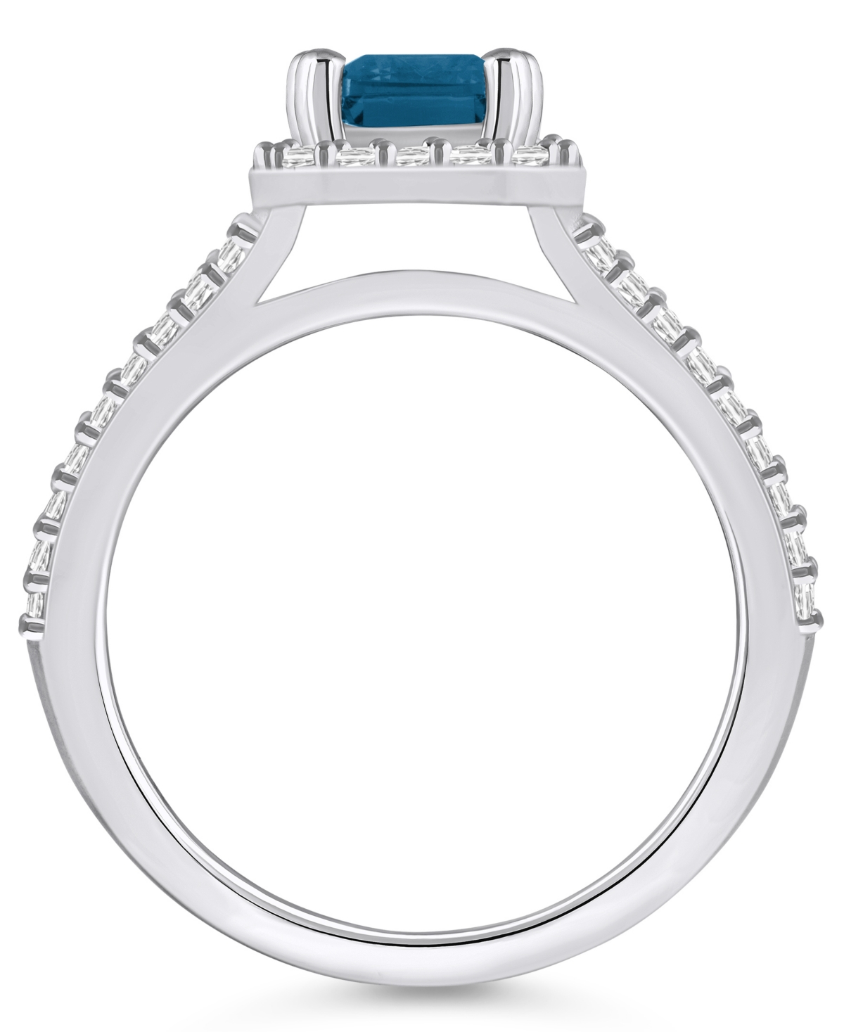 Macy's(2 ct. t.w.) and Diamond (1/2 ct. t.w.) Halo Ring in 14K White Gold - London Blue Topaz
