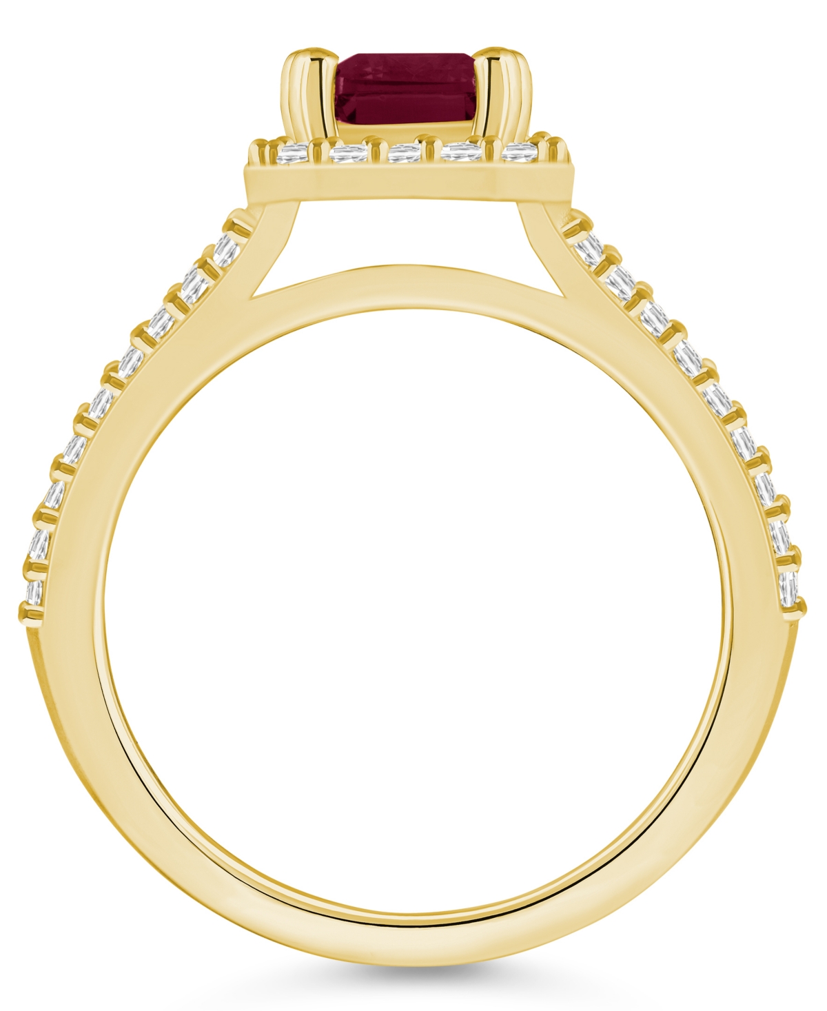 Macy's(2 ct. t.w.) and Diamond (1/2 ct. t.w.) Halo Ring in 14K Yellow Gold - Garnet